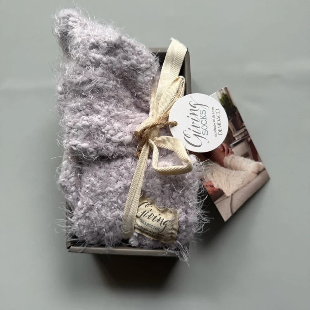 DEMDACO Giving Collection Cozy Knit Socks Light Purple One Size Gift